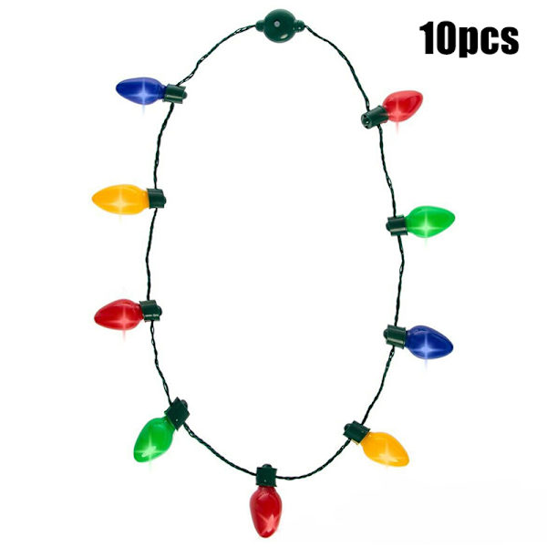 Christmas Light Up Bulb Halsband Barn Vuxna Bärbara lampor Smycken Juldekor Festfavorit 10pcs