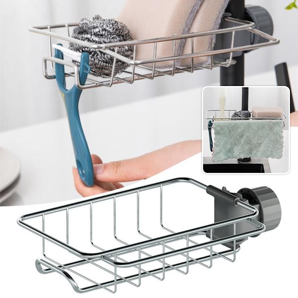 Svamp Holder Over Hane Køkkenvask Caddy Organizer Justerbar Rustfrit Stål Svamp Holder Til Køkkenvask 2pcs