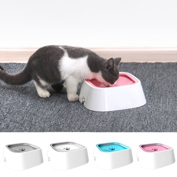 Creative Pet Water Bowl Stänksäker Dogs Water Dispenser Slow Drinking Bowl Gray