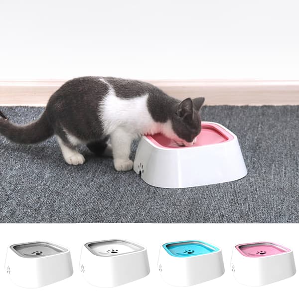 Creative Pet Water Bowl Stänksäker Dogs Water Dispenser Slow Drinking Bowl White