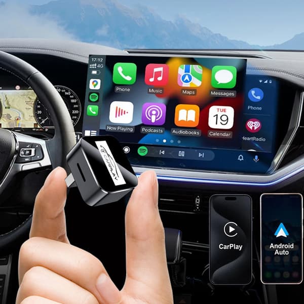 2-i-1 trådløs CarPlays Androids Auto kablet til trådløs adapter Smart USB-dongle Black