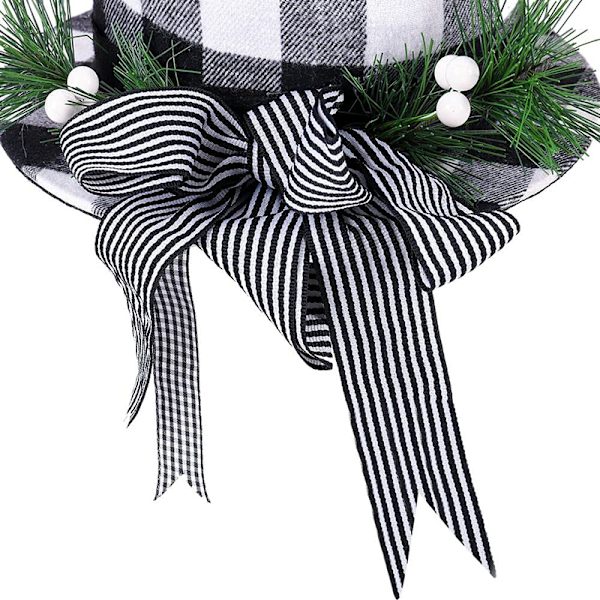 Christmas Tree Topper topphatt med klassiska ränder och rosettband Vikbar jul topp hatt heminredning Red