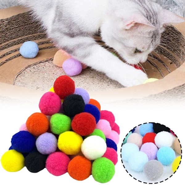 10 kpl kissan pompompalloja sisäleikkeihin, interaktiiviset heittoleikkikalut sisäkissoille Muli Color 10PCs