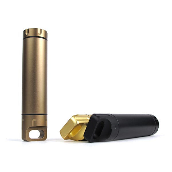 Bärbar vattentät kapsel tätningsflaska aluminiumlegering utomhus överlevnad pillerlåda multifunktionell behållare Champagne Gold