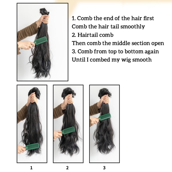 Klämma i ett stycke Långt vågigt hårförlängning DIY Styling Peruk Hårtillbehör för bröllopsfödelsedag Cold Brown Gray
