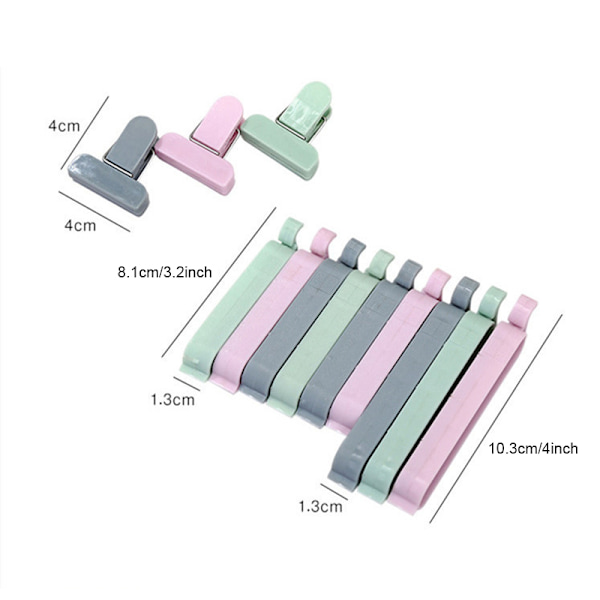12 st/ set Snack Bag Sealer Färsk mat Förvaringspåse Clips Köksverktyg Tillbehör Mini tätningsklämma med 3 storlekar 3 färg