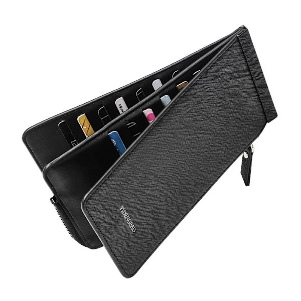 Multifunktionell lång plånbok Multi-fack korthållare plånbok med 26 fack Bifold PU blockerande plånbok för mobiltelefon kvinnor män Red