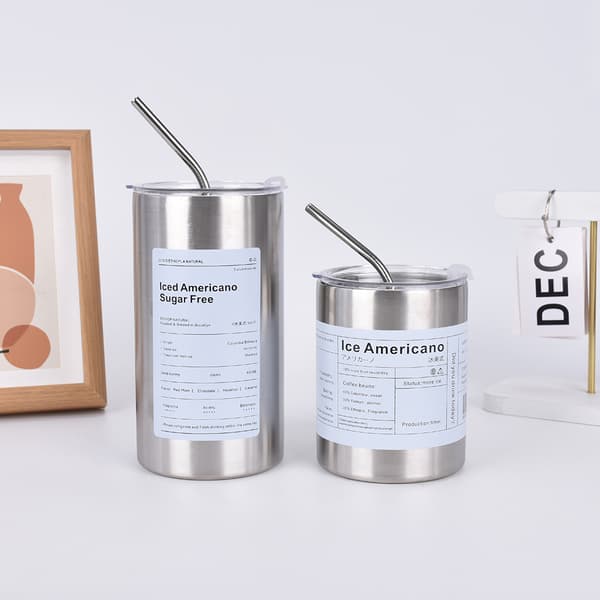 Rostfritt stål, halmisolerad mugg Multifunktionsstor vattenkopp för kontor i hemmet Silver 320ml