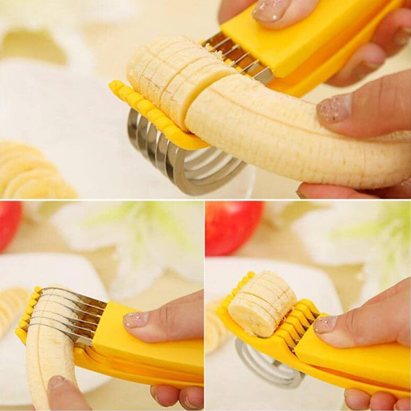 Rostfritt stål Banan-Cutter Multi-Purpose Mjuk frukt Cutter Kökstillbehör 2pcs