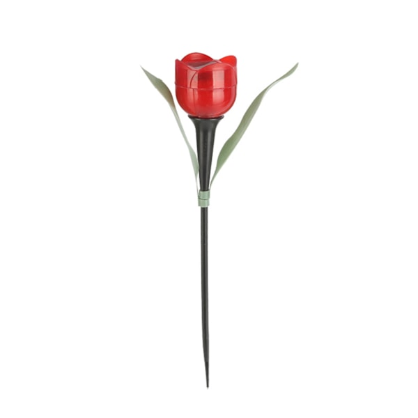 1 st Tulipformad LED-solcellslampa Vattentät Rör Gräsmattslampor Stående Dekor För Gård Utomhusfest Red