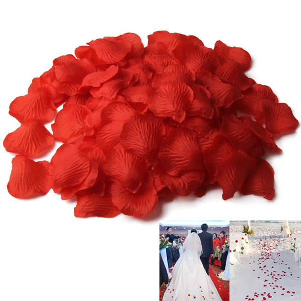 500st Simulering Silk Flower För Bröllop Dekor Valentine Party Rosenblad Bright Red