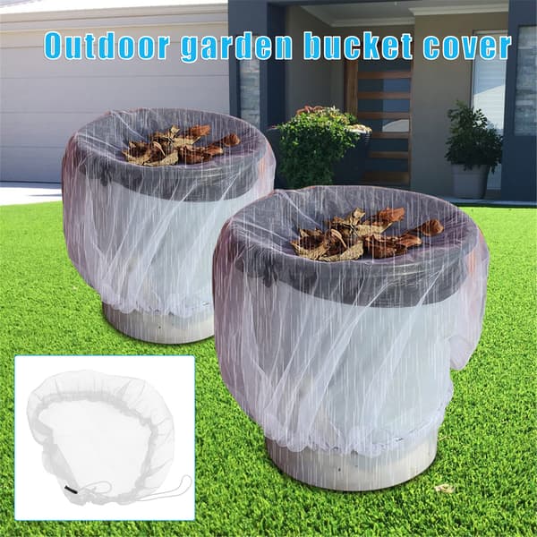 Utomhushink Mesh Cover Net Bärbar Dragstring Regnfat Skydd för Trädgård Innergård gräsmatta White L