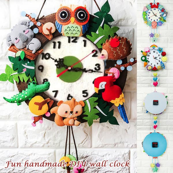 Handgjorda väggkonst väggklockor Design 3D DIY klocka Söt tecknad klocka för dagis Whisper Wall Clock