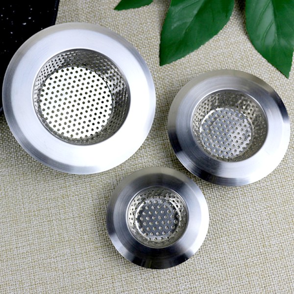 Kökssinksfilter Pool Anti-Clogging Nät Badrum Avlopp Anti-Clogging Golvavlopp Rostfritt Stål Silver 9CM
