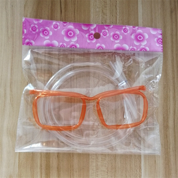 Roliga glasögon sugrör Flexibla mjuka sugrör Orange