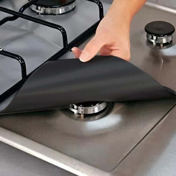 Spisbrännaröverdrag Hållbara värmebeständiga gasspisskydd Överdrag för matlagning i kök Black Cookware Parts