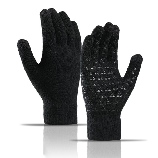 Vinter varm mössa Halsdukshandskar set Unisex vinter varm stickad mössa Halshandske för män kvinnor Black And White Gloves