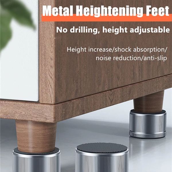Justerbara sänghöjare Slitstark aluminiumlegering Halkfri Antivibrationsben Beslag för skrivbordsstolssoffa Gray 2pcs