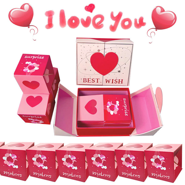 Birthday Bounces Röd Packet Box Vikbar fashionabel Bounces Case för present 6 Boxes