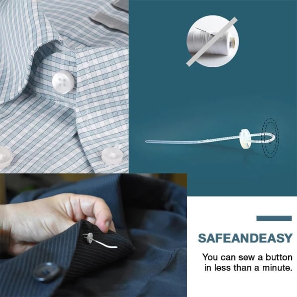 Snabbsömnadsverktyg Multipurpose Inget behov av att sy Knapp Snabbsömnad Tillbehör för skjortor Tröjor Byxor White 10pcs