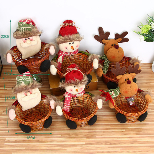 Godiskorg Bambu KTV Fruktkorg Juldekorationer Barnpresenter Snowman Candy Basket L