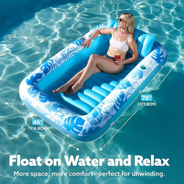 Pool flyder oppustelig pool garvning voksne flyder seng garvning med pude kopholder garvning pool til voksen poolfest Glod