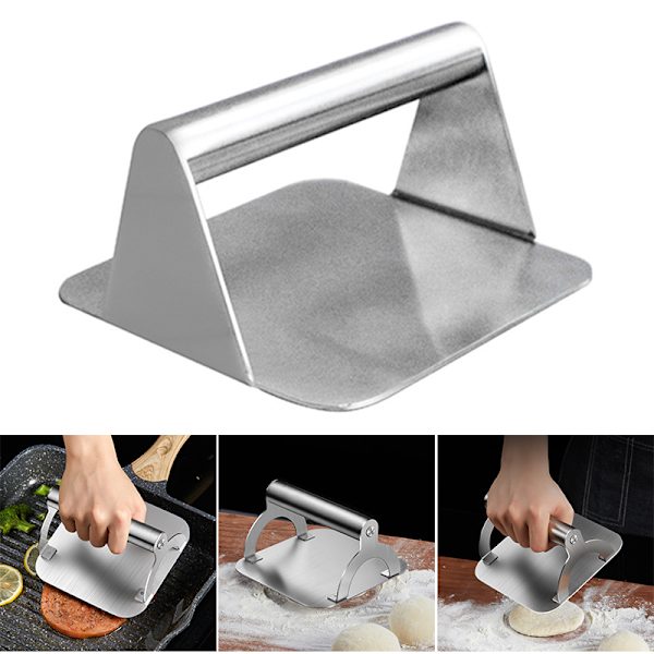 Baconpress i rostfritt stål Multipurpose Manuell Hamburger Patty Press Praktiska köksprylar Square