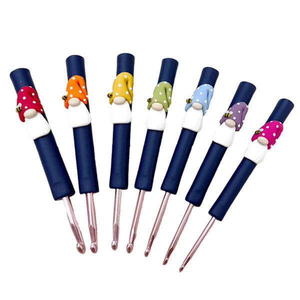 Färgglad Gnome Virknål Heavy Duty Slitstark Stickad Virknål Present till Stick älskare 7 Piece