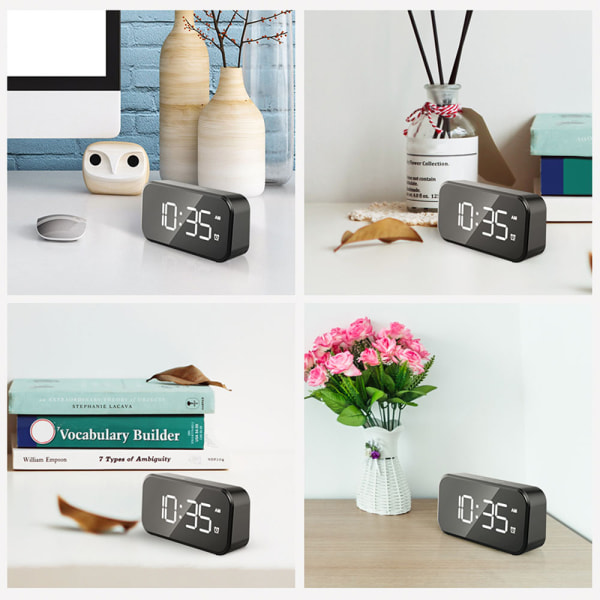 Digital väckarklocka 5-tums LED-skärm 12/24H 5 ljusstyrka sovrumsväckarklocka Hemmakontor Green