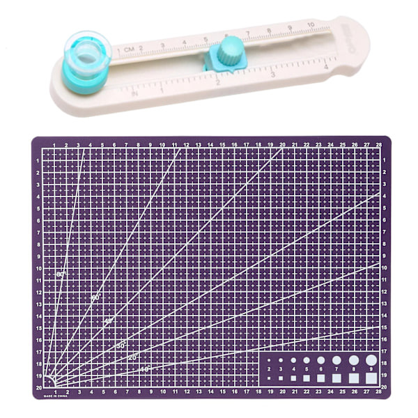 360 ° Roterbar Circle Cutter Skärmatta Kit Hög exakt skala Skärmatta för kompositpapper Cutter and Purple
