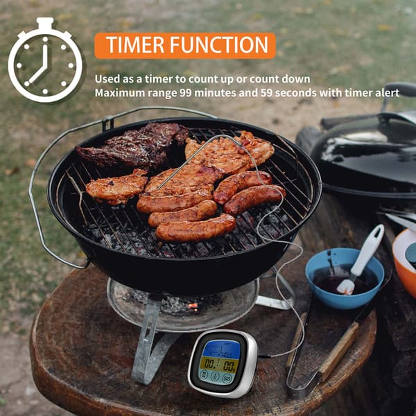 Kötttermometer Digital BBQ Ugn Matlagning Pekskärm för Grill Köksstekning Gray