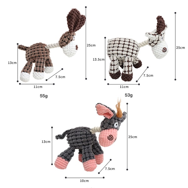 Pet Dog Bittålig plyschleksak Multifunktionell hundtuggleksak Rolig interaktiv hundleksak Cows