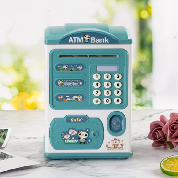 Simulering Fingeravtryck Lösenord Piggys Bank Snygg lättviktsmyntbank för myntsnacks Pengar Pink