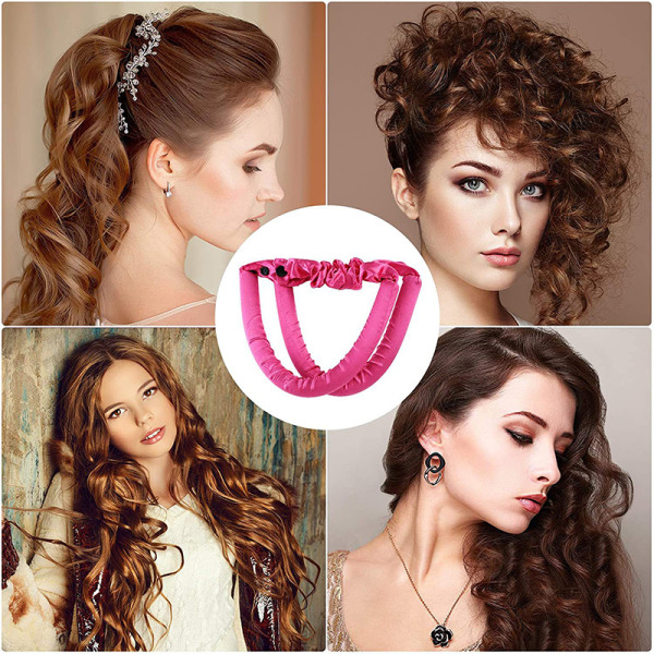 Heatless Curl Ribbon för långt hår Heatless Lazy Curls Overnight Tube Curling DIY Mjukt skum hårcurl för kvinnor tjejer Rose Red
