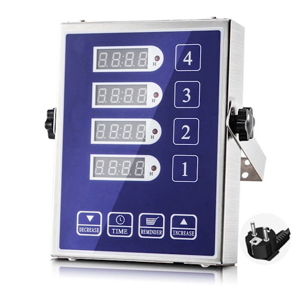 Restaurant 4-kanals påminnelsestimer digital restauranttimer EU Plug