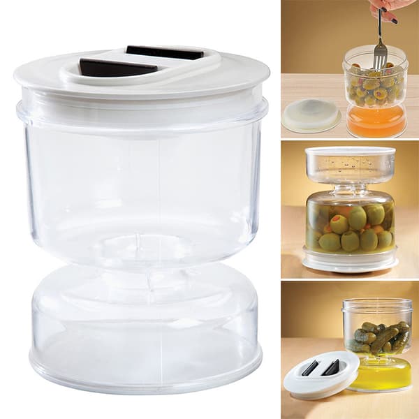 Pickle & Olive Burk Behållare med sil Läcksäker förseglad plast för hemmet Picture Section