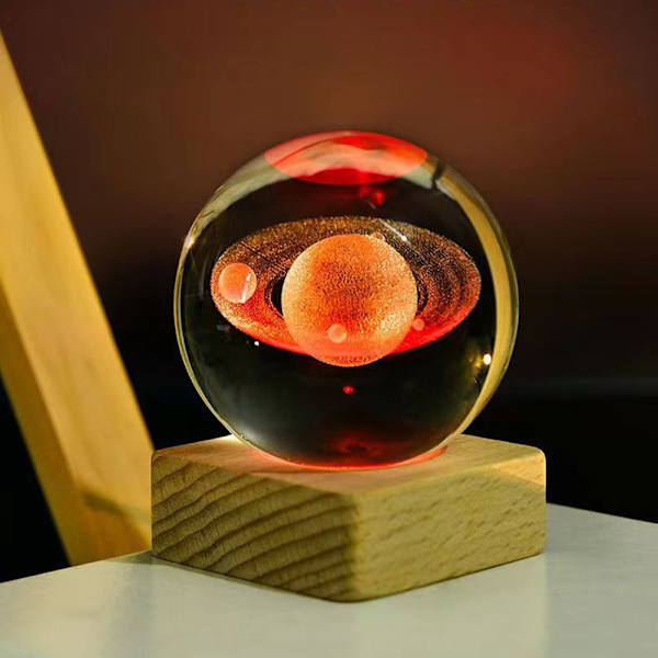 3D Galaxy Crystal Ball USB Nattljus Dekorativ Glow Ball för vuxnas barns presenter Moon