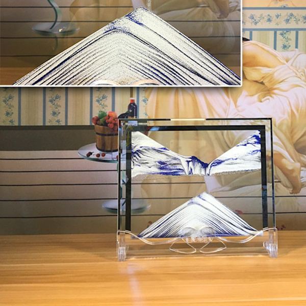 3D Landskap Rörlig Sand Målning Dynamisk Sand Bild Flödande Sand Målning Timglas Dekor Silver 18.5*22cm