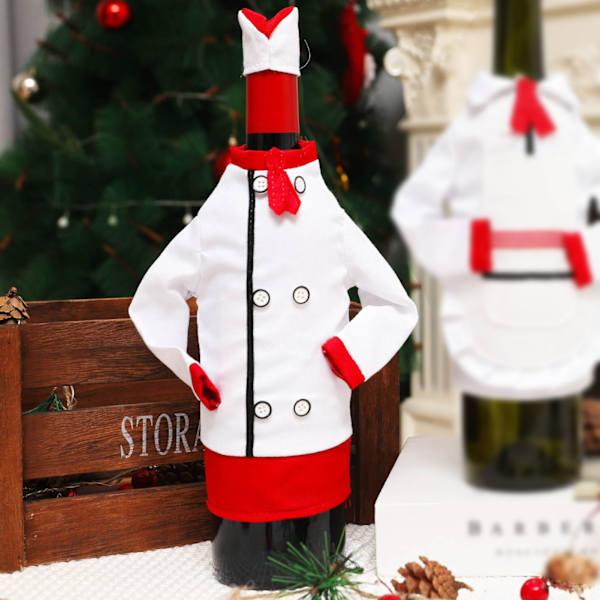 Christmas Wine Bottle Cover Creative Chef Kläder Hatt Bottle Topper Dekoration Button