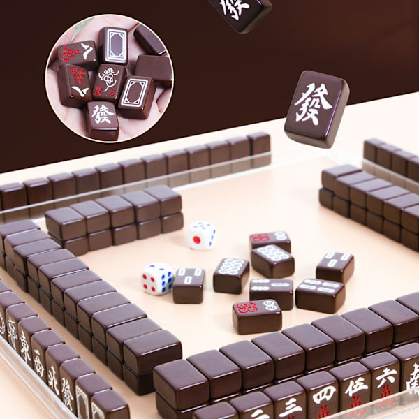 Liten bärbar mahjong för fest Fallbeständig brädspelsleksak för sovsal/hushåll Blue
