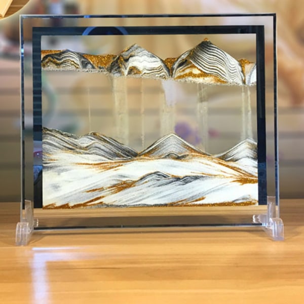 3D Landskap Rörlig Sand Målning Dynamisk Sand Bild Flödande Sand Målning Timglas Dekor Blue 18.5*22cm