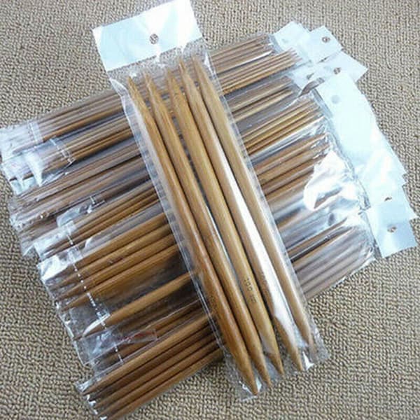 75st Bambu Dubbelspetsiga Stickor Slitstark För Sock Sweater Scarf Light Brown