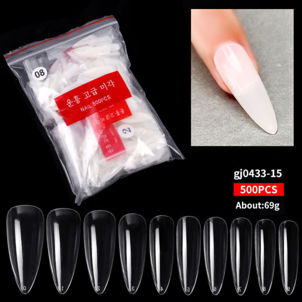 500 bitar Balett Nageltips Bit Set Mode Enkel Mjuk Nagellapp För Kvinnor Kvinna Gj0496 01