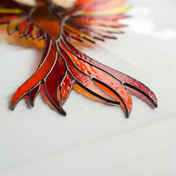 Phoenix Bird Suncatcher trädgårdsdekoration för utomhus handgjord harts flygande djur hängande hänge för hem A