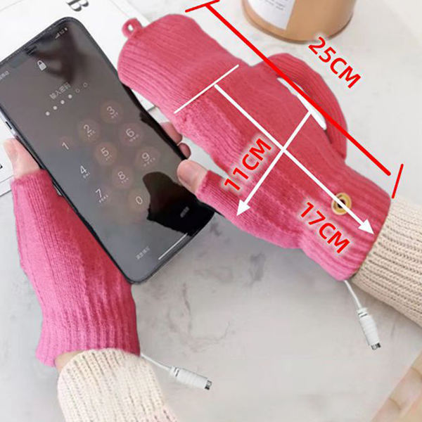 USB uppvärmda handskar för kallt väder Hög elastisk mjuk thermal för kvinnor män Grey