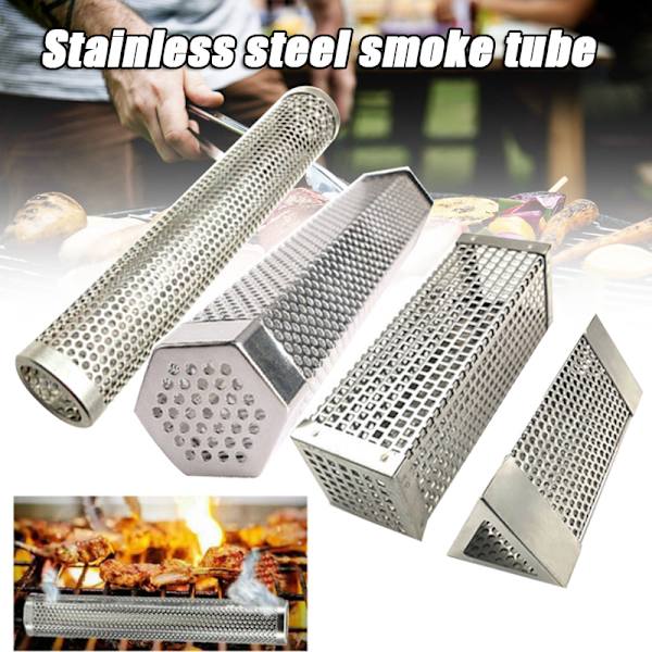 BBQ Grill Rostfritt Stål Rökrör Träpellets Kallrökarlåda Grilltillbehör 6 tum/12 tum Triangle 12inch