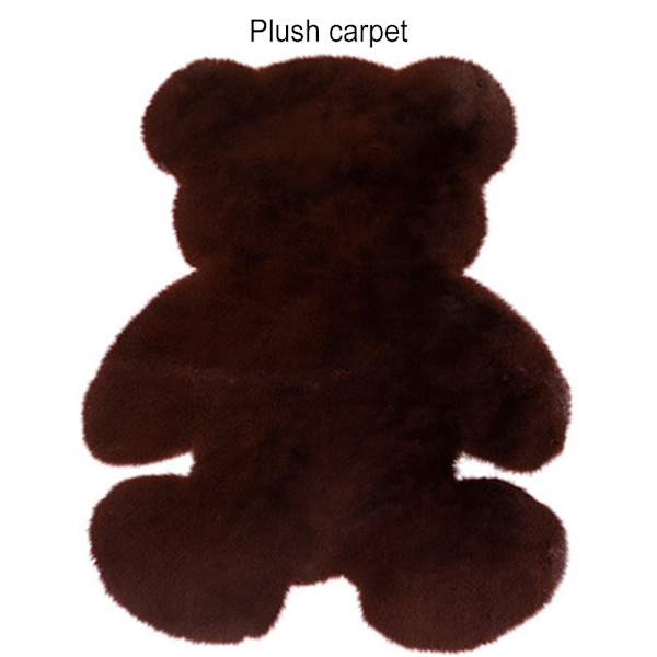 Söt djurformad matta konstgjord fluffig tecknad björnformad matta Faux kaninhår för hemmet sovrum Vardagsrum Khaki 60cm*80cm
