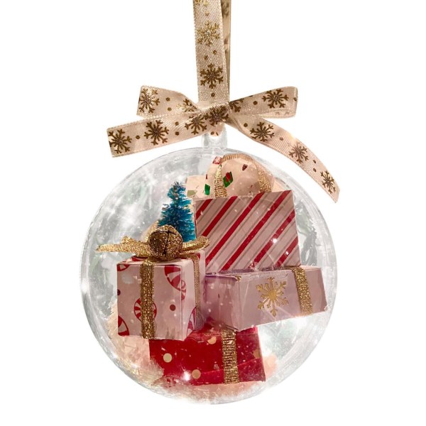 Christmas Tree Ornament Ball Transparent Populär Hängande Decroation För inomhus White Gift Box