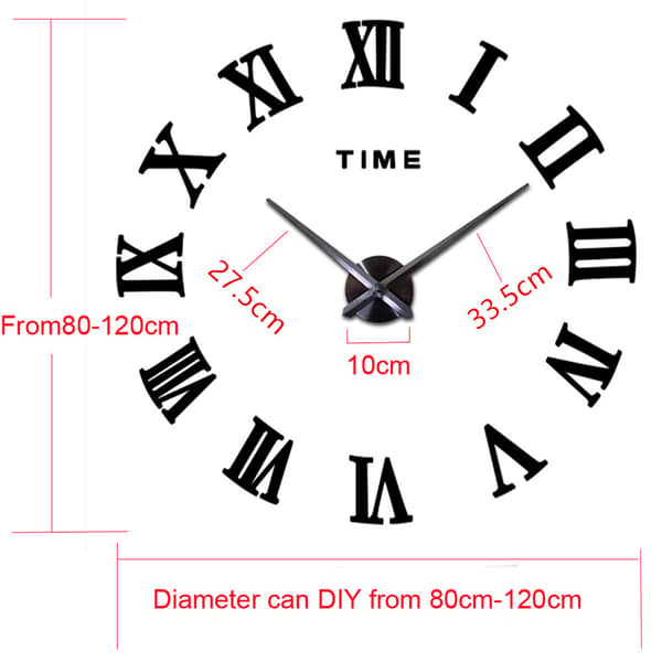 DIY överdimensionerad spegel väggklocka Snygg 3D-effekt väggklocka för vardagsrummet sovrum hemdekorationer Silver