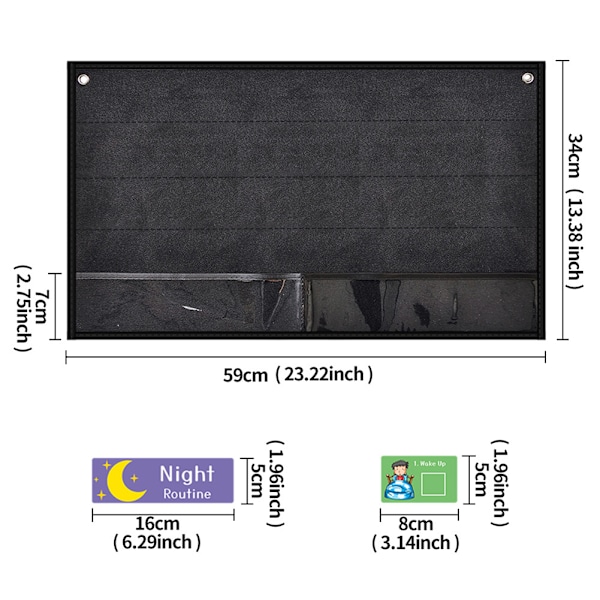 Daglig rutintabell för småbarn 2 i 1 morgon natt visuellt schema för föräldrar med autistiska barn Black